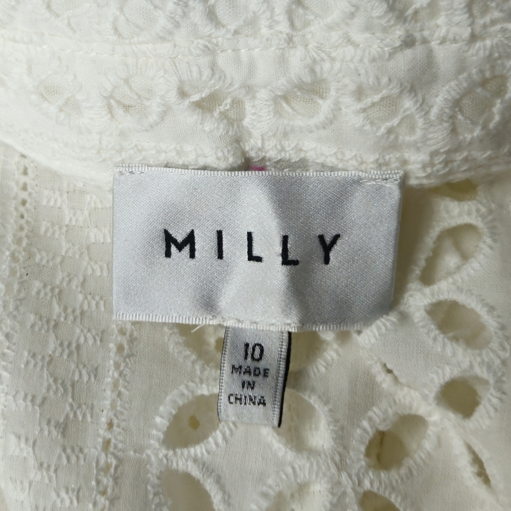 Milly White Eyelet Cleo Collared Shirt Dress - Picture 9 of 9